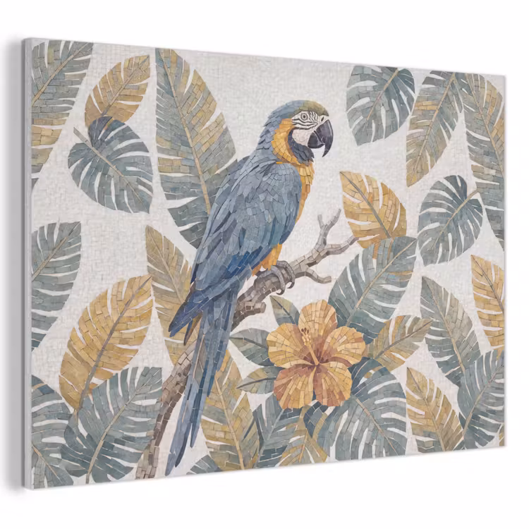 Vogel - Tak - Natuur - Mozaïek - Blauw PET vilt klein -3d