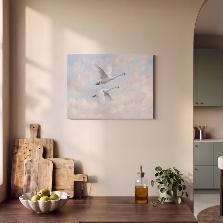 Vogel - Vliegend - Lucht - Modern - Pastel PET vilt klein -sfeer2