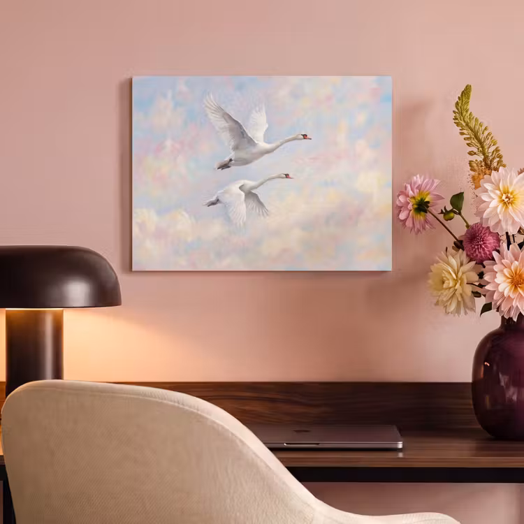 Vogel - Vliegend - Lucht - Modern - Pastel PET vilt klein -sfeer3
