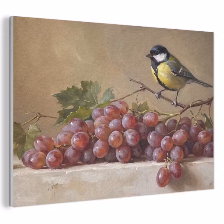 Acoustic Panel - Bird - Grapes - Still Life - Vogel - Druiven - Stilleven PET vilt klein