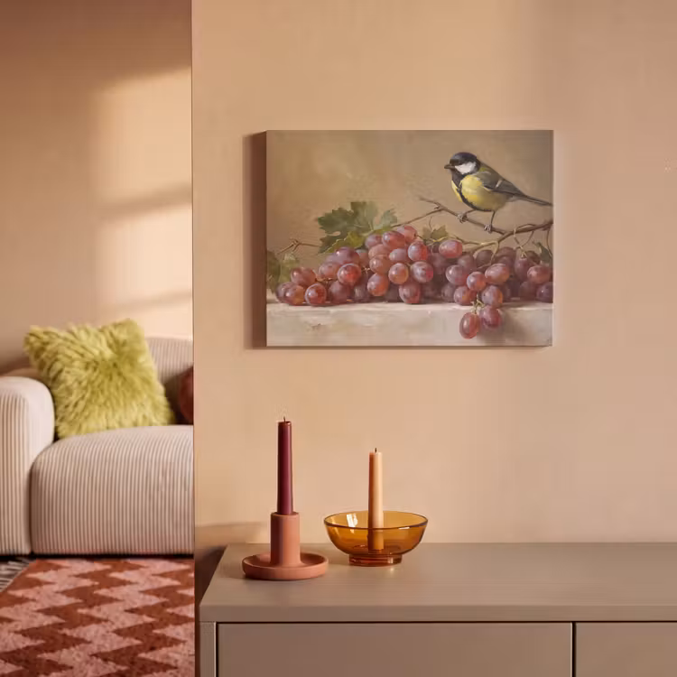 Acoustic Panel - Bird - Grapes - Still Life - Vogel - Druiven - Stilleven PET vilt klein