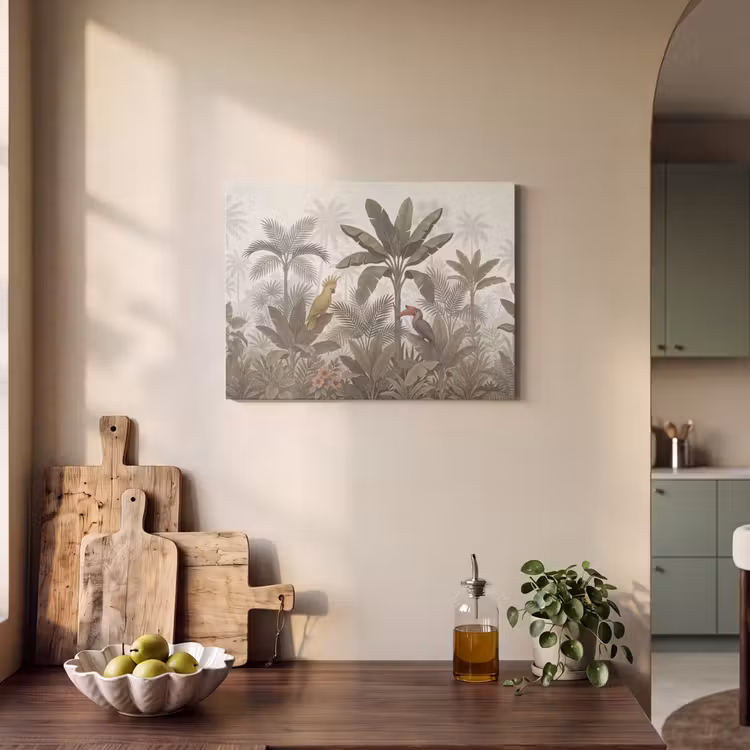 Vogel - Jungle - Tropisch - Illustratie - Groen PET vilt klein -sfeer2