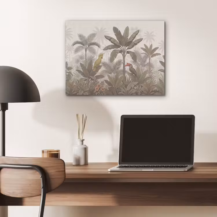 Vogel - Jungle - Tropisch - Illustratie - Groen PET vilt klein -sfeer5