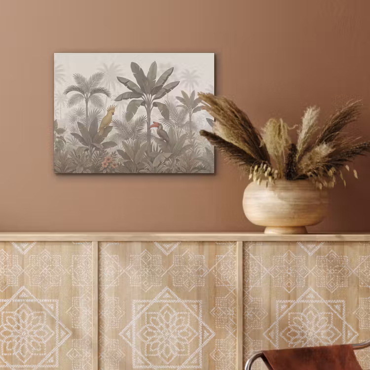 Vogel - Jungle - Tropisch - Illustratie - Groen PET vilt klein -sfeer4