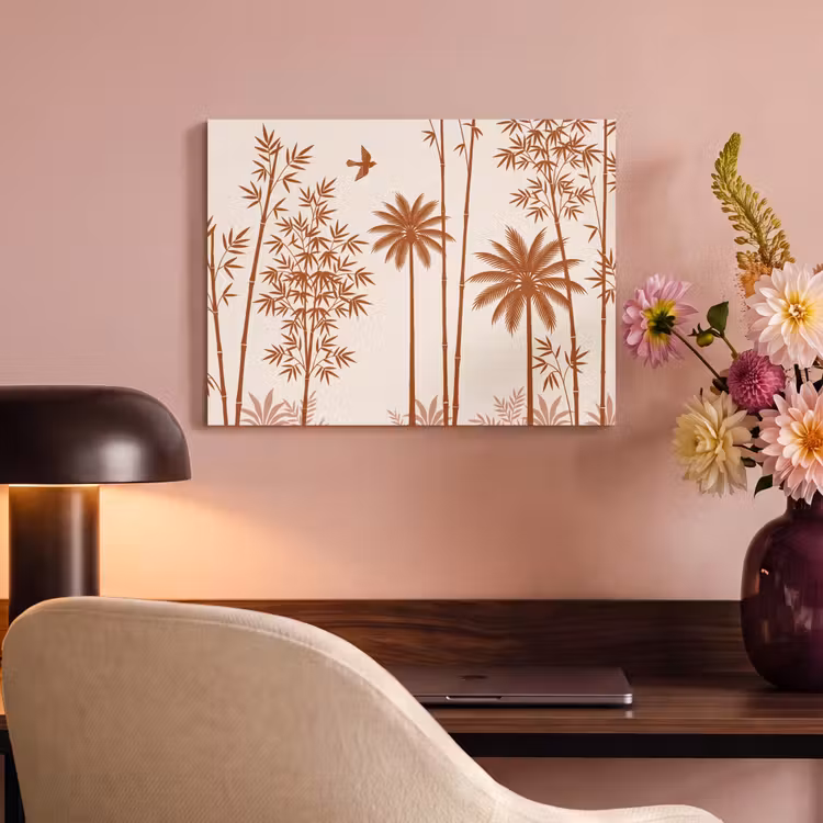 Vogel - Boom - Tropisch - Minimalistisch - Bruin PET vilt klein -sfeer3