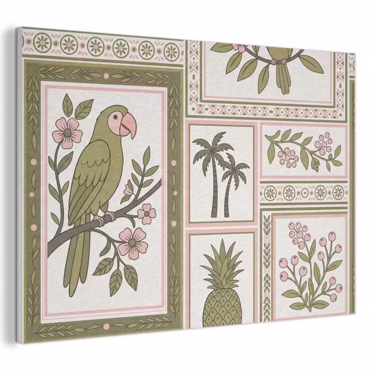 Vogel - Tropisch - Patroon - Decoratief - Groen PET vilt klein -3d