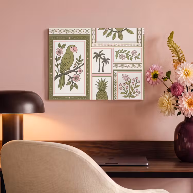 Vogel - Tropisch - Patroon - Decoratief - Groen PET vilt klein -sfeer3