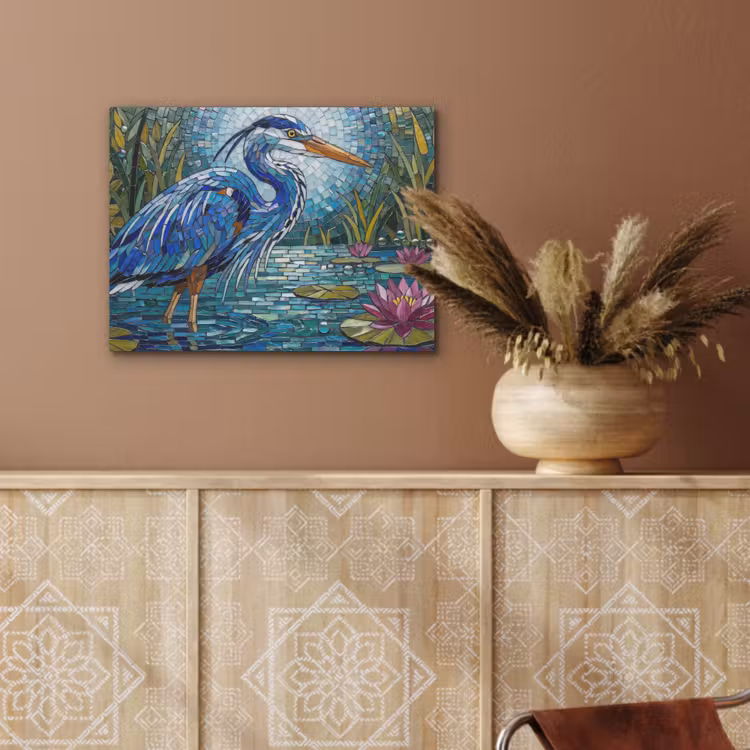 Vogel - Water - Natuur - Abstract - Blauw PET vilt klein -sfeer4