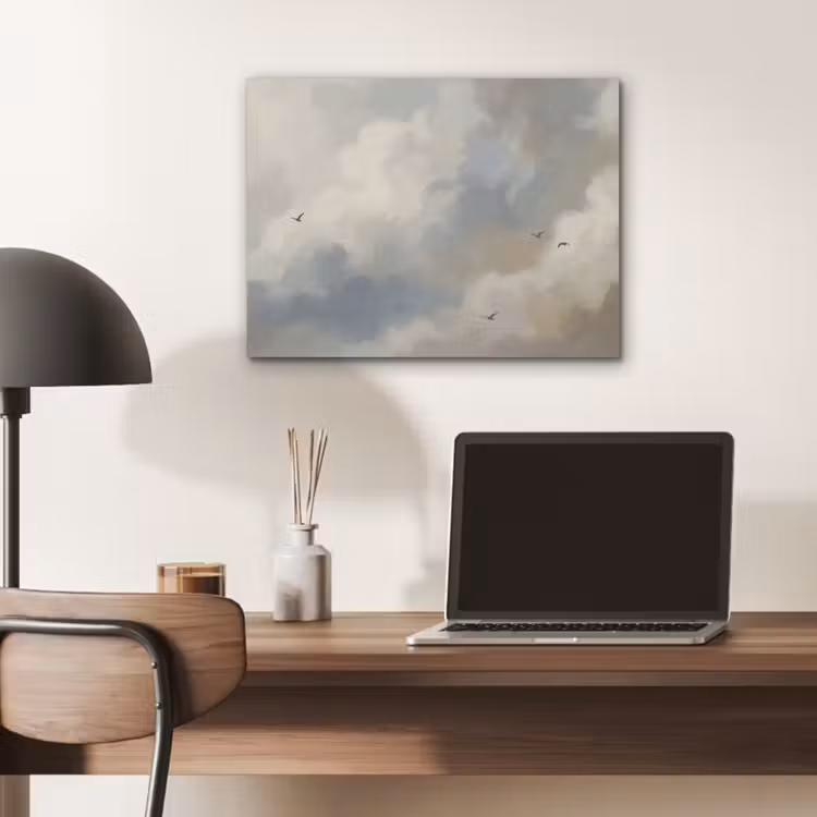 Vogel - Wolken - Natuur - Modern - Grijs PET vilt klein -sfeer5