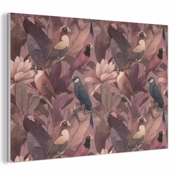 Vogels - Bladeren - Roze PET vilt klein 837 -3d