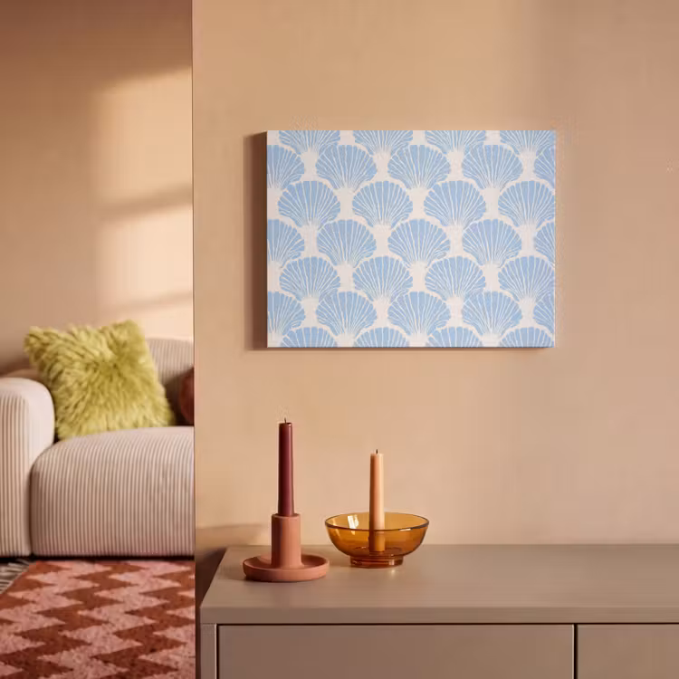 Blauw - Wit - Schelpen - Grafisch - Structuur PET vilt klein 837 -sfeer1