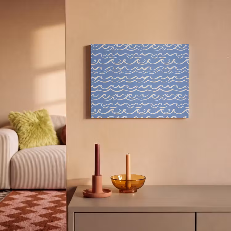 Blauw - Wit - Simpel - Getekend - Golven PET vilt klein 837 -sfeer1