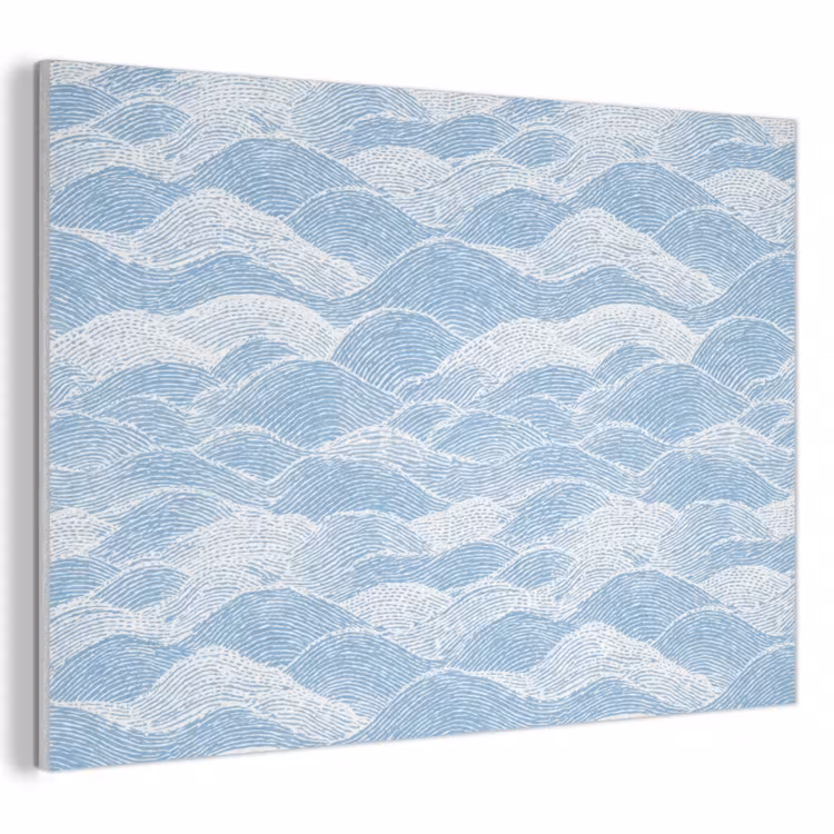 Blauw - Wit - Golven - Getekend PET vilt klein 837 -3d