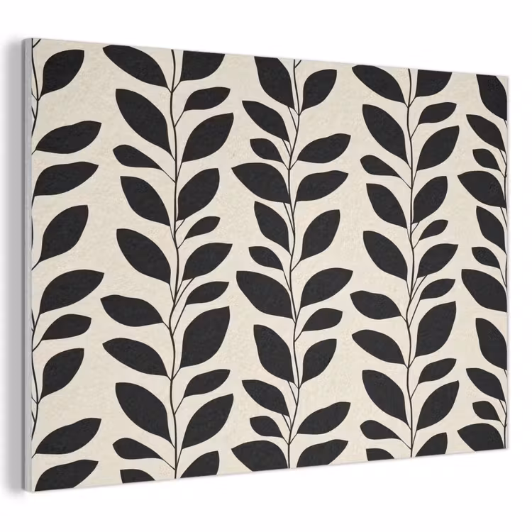 Botanisch - Dessin - Zwart - Beige PET vilt klein 837 -3d