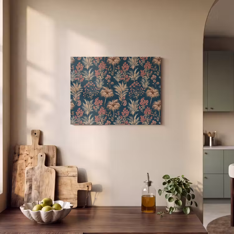 Botanisch - Patroon - Blauw PET vilt klein 837 -sfeer2