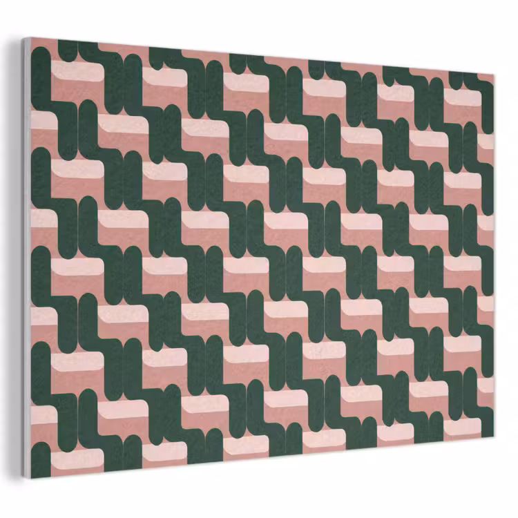 Vlechtpatroon - Groen - Roze - Geometrisch PET vilt klein 837 -3d