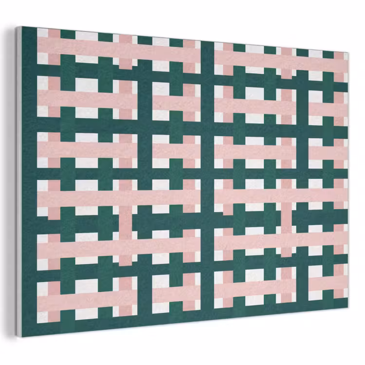 Vlechtpatroon - Groen - Roze - Grafisch PET vilt klein 837 -3d