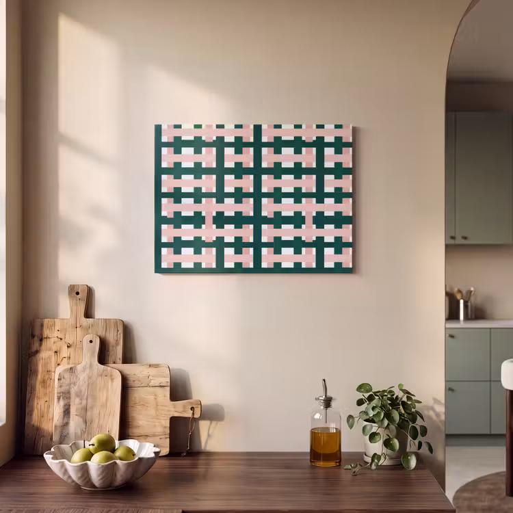 Vlechtpatroon - Groen - Roze - Grafisch PET vilt klein 837 -sfeer2