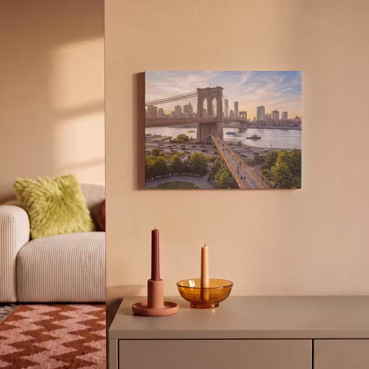 Brug - Rivier - Stad - Zonsondergang - Architectuur PET vilt klein -sfeer1