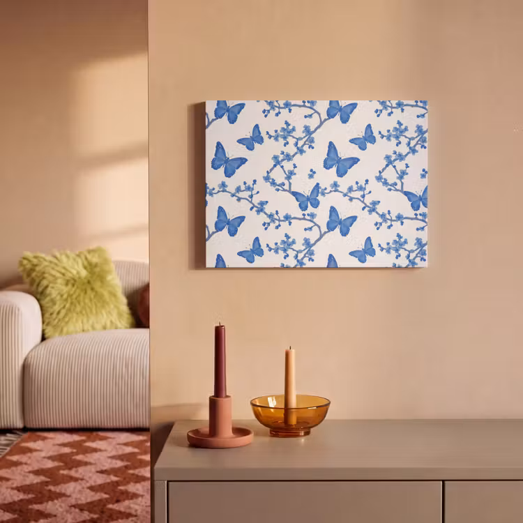 Vlinder - Bloemen - Blauw PET vilt klein 837 -sfeer1