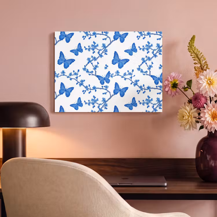 Vlinder - Bloemen - Blauw PET vilt klein 837 -sfeer3