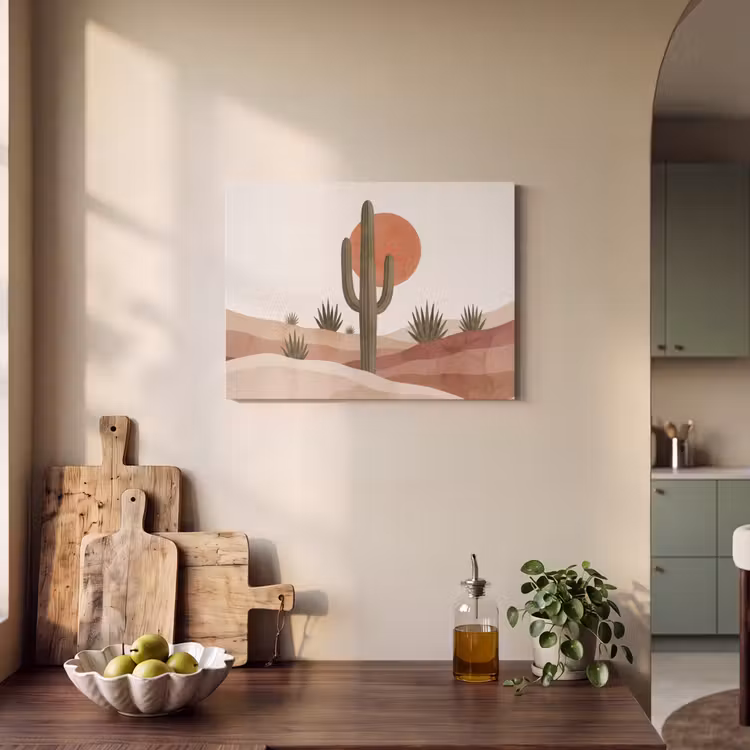Cactus - Duinen - Modern - Landschap - Groen PET vilt klein -sfeer2
