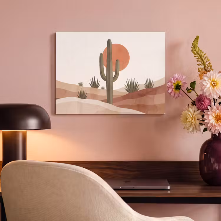 Cactus - Duinen - Modern - Landschap - Groen PET vilt klein -sfeer3