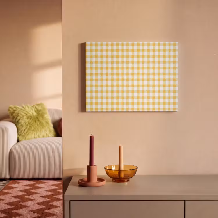 Ruit - Gingham - Klassiek - Geel en Wit PET vilt klein 837 -sfeer1