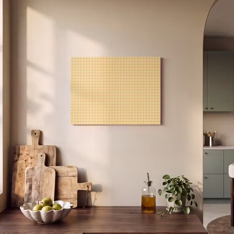 Ruitjes - Grid - Minimalistisch - Geel - Roze PET vilt klein 837 -sfeer2