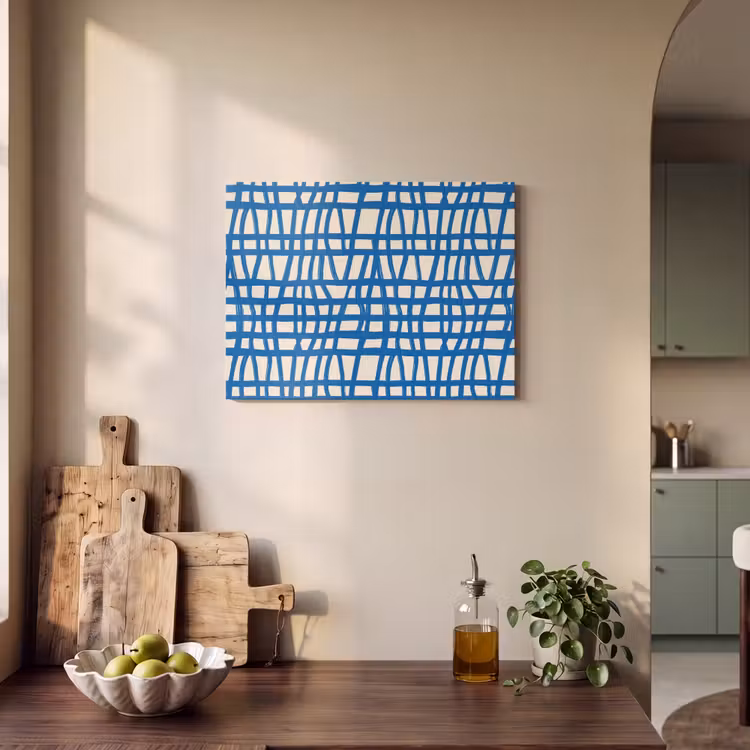 Ruitpatroon - Blauw - Crème PET vilt klein 837 -sfeer2