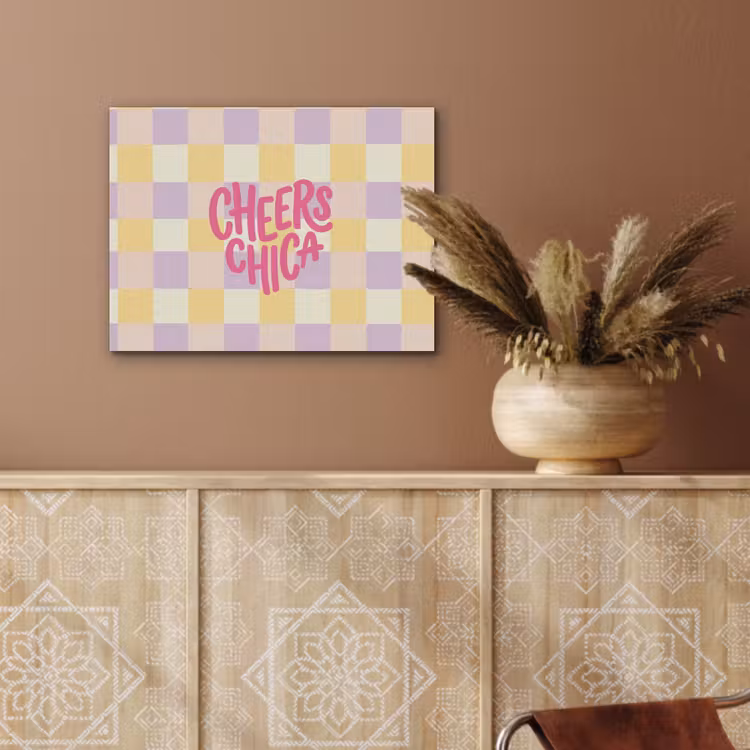 Cheers Chica - Ruitjes - Lila - Geel PET vilt klein -sfeer4