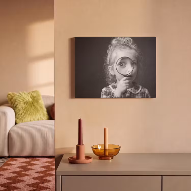 Kind - Vergrootglas - Portret - Zwart-wit PET vilt klein -sfeer1