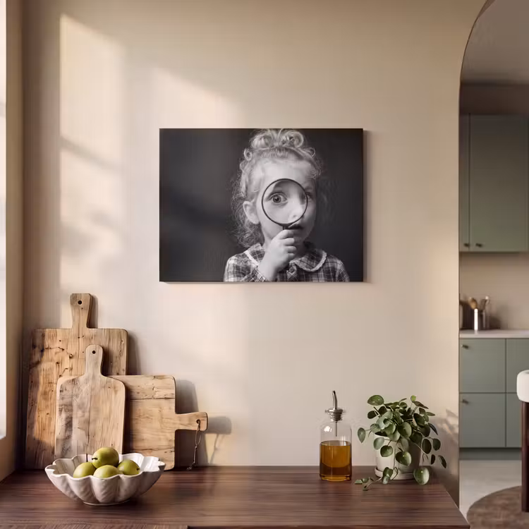 Kind - Vergrootglas - Portret - Zwart-wit PET vilt klein -sfeer2