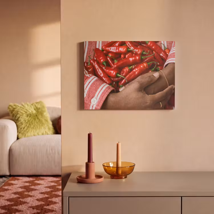 Acoustic Panel - Chili Peppers - Red - Hands - Chilipepers - Rood - Handen PET vilt klein