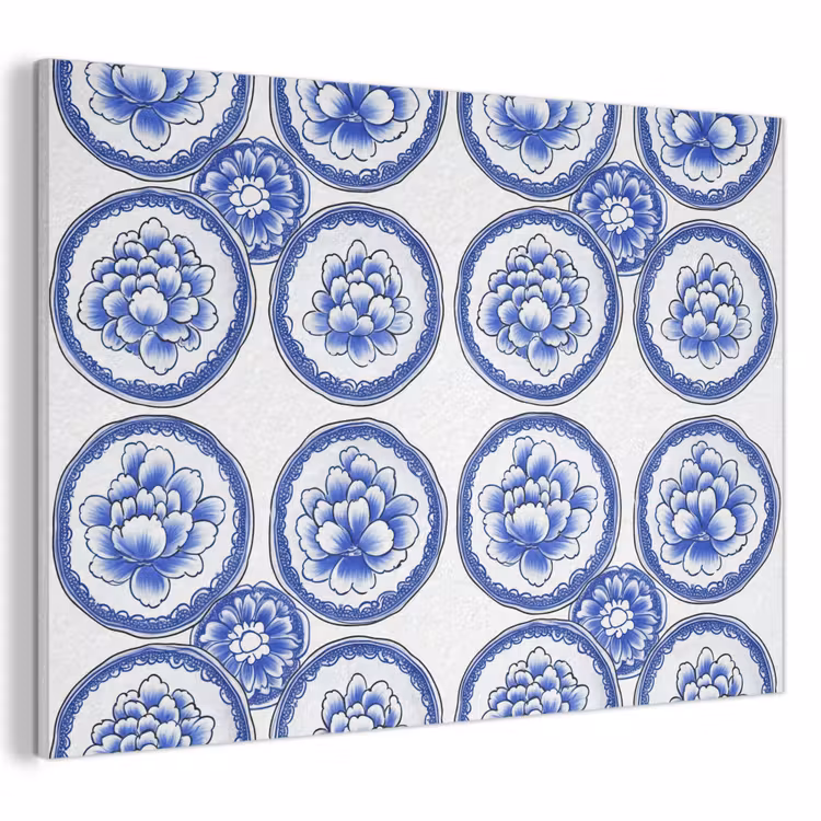 Cirkels - Bloemen - Blauw PET vilt klein 837 -3d