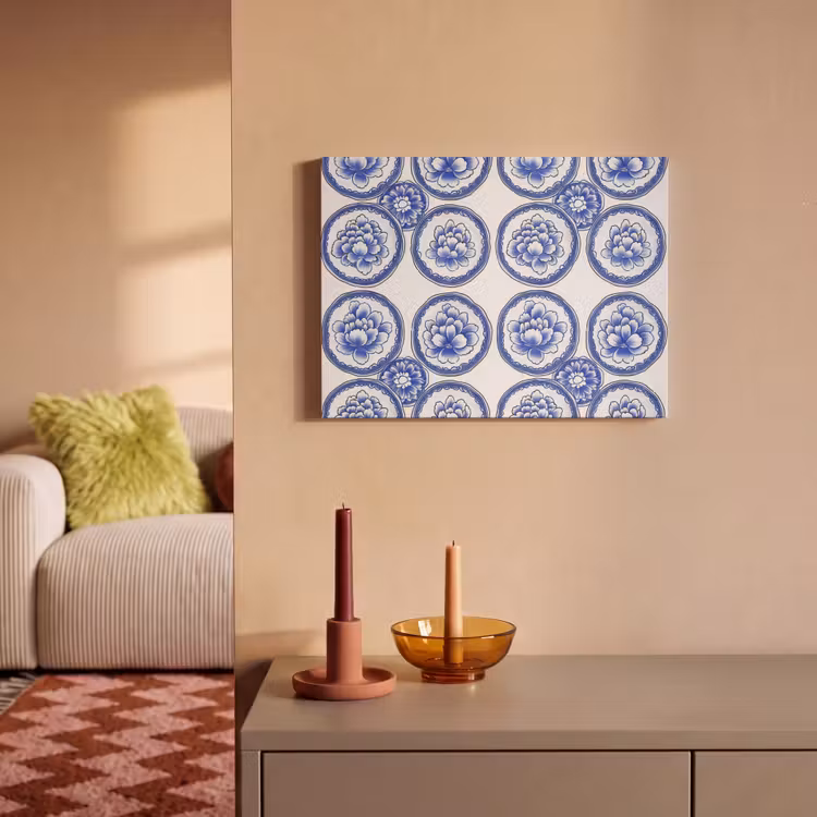 Cirkels - Bloemen - Blauw PET vilt klein 837 -sfeer1