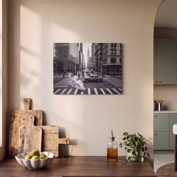 Stad - Straat - Gebouwen - Verkeer - Zwart-wit PET vilt klein -sfeer2