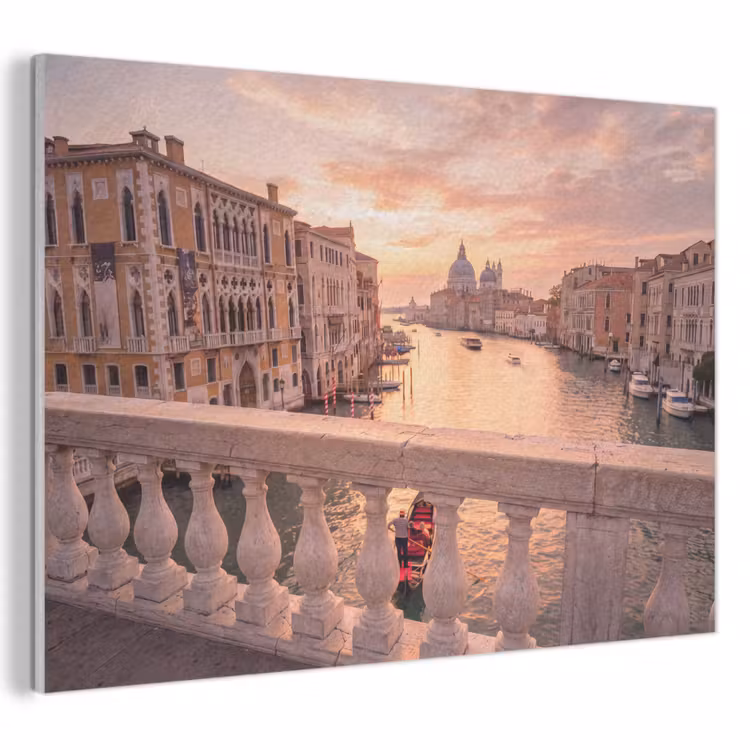 Stad - Venetië - Kanaal - Zonsopgang - Architectuur - Goud PET vilt klein -3d