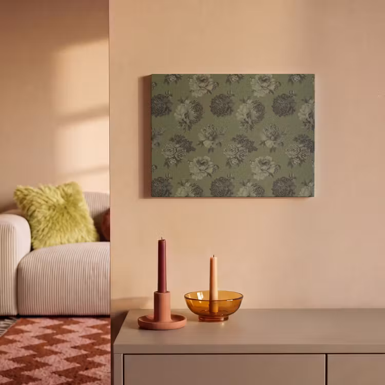 Klassiek - botanisch - olijfgroen - bloemen PET vilt klein 837 -sfeer1