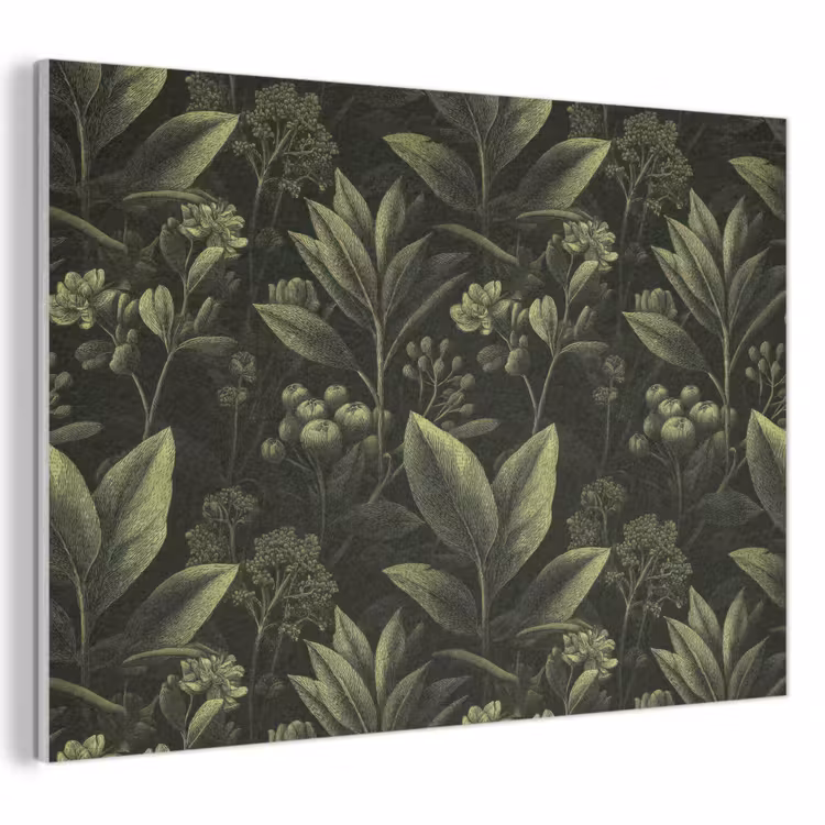 Klassiek - Donker - Botanisch - Planten PET vilt klein 837 -3d