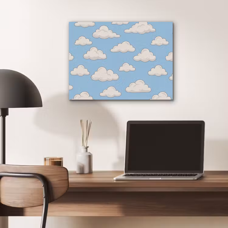 Wolk - Cartoon - Lucht - Blauw - Wit PET vilt klein -sfeer5