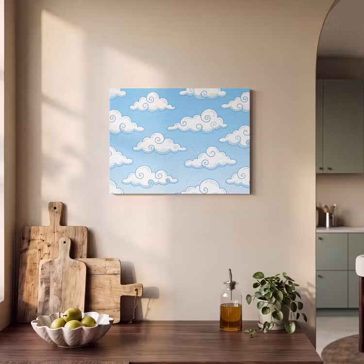 Wolk - Lucht - Cartoon - Blauw - Wit PET vilt klein -sfeer2