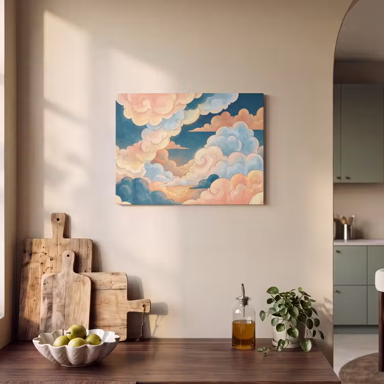 Wolk - Lucht - Natuur - Illustratief - Oranje PET vilt klein -sfeer2