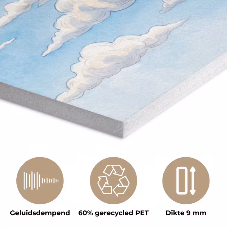 Wolken - Blauwe lucht - Natuur - Modern - Wit PET vilt klein -closeup_NL