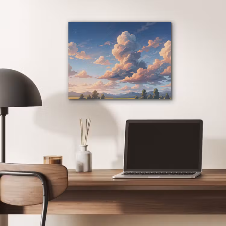 Wolken - Daghemel - Natuur - Illustratie - Oranje PET vilt klein -sfeer5