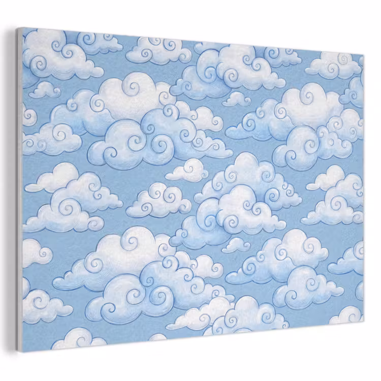 Wolken - Patroon - Hemel - Illustratie - Wit PET vilt klein -3d
