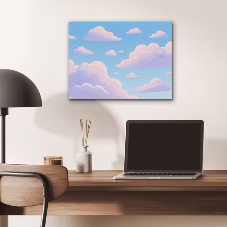 Wolken - Roze - Blauw - Natuur - Modern PET vilt klein -sfeer5