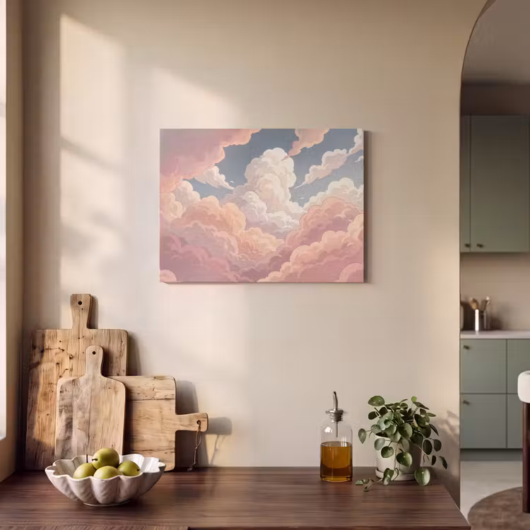 Wolken - Lucht - Natuur - Pastel - Roze PET vilt klein -sfeer2