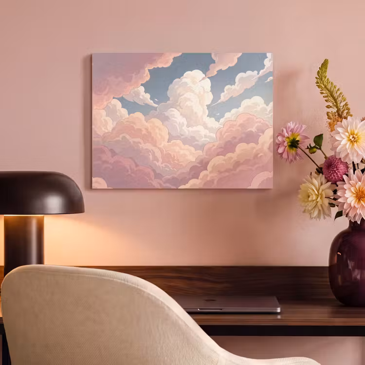 Wolken - Lucht - Natuur - Pastel - Roze PET vilt klein -sfeer3