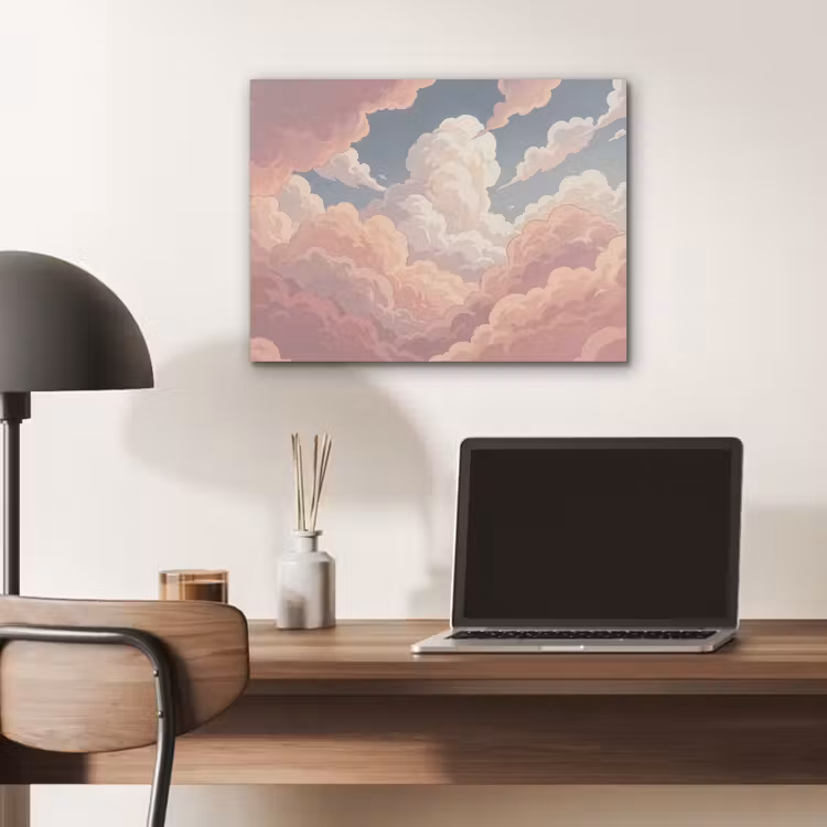 Wolken - Lucht - Natuur - Pastel - Roze PET vilt klein -sfeer5